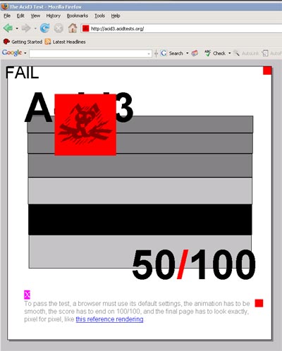 Результат Acid3 в Firefox2
